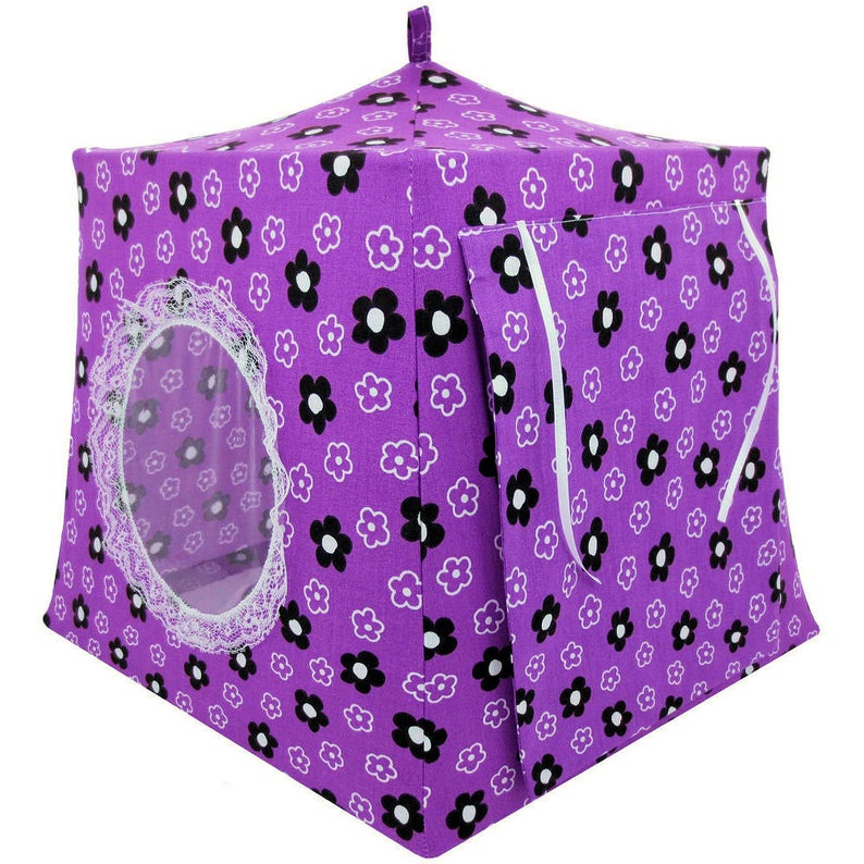 dark orchid Toy Pop Up Tent dolls Sleeping Bags floral print fabric for stuffed animals