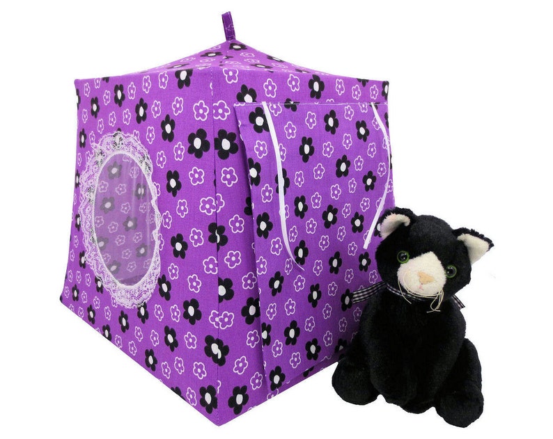 dark orchid Toy Pop Up Tent dolls Sleeping Bags floral print fabric for stuffed animals