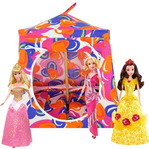 Toy Pop Up Tent, 2 Sleeping Bags, Multicolor, Heart Print Fabric for Dolls, Stuffed Animals