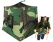 Toy Pop Up Tent, Sleeping Bags, green black brown camouflage print fabric for dolls, action figures or stuffed animals 