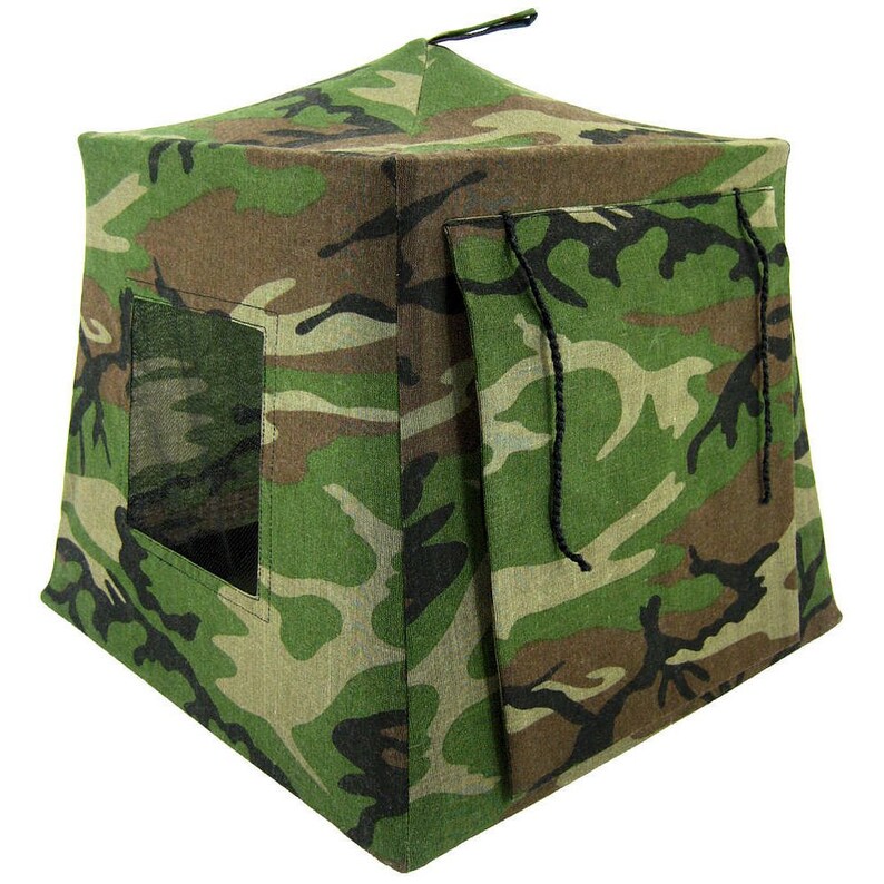 Toy Pop Up Tent green black brown camouflage print fabric for dolls Sleeping Bags action figures or stuffed animals