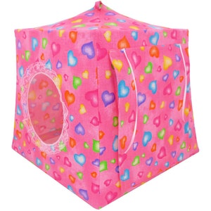 Toy Pop Up Tent, Sleeping Bags, Pink, Heart Print Fabric for Stuffed Animals, Dolls image 4