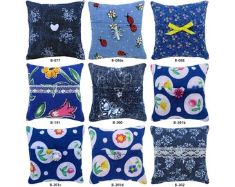 Blue Tooth Fairy Pillows with Pocket, Choice of Flower, Ladybug, Butterfly or Tulip Print Fabric for Girls