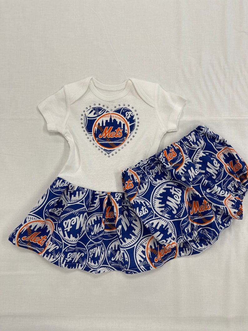 NY Mets Inspired Dress with or without matching Bloomers image 1