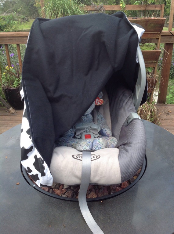 Black and White Cow Print Infant Seat Canopy Car Seat Tent Cover