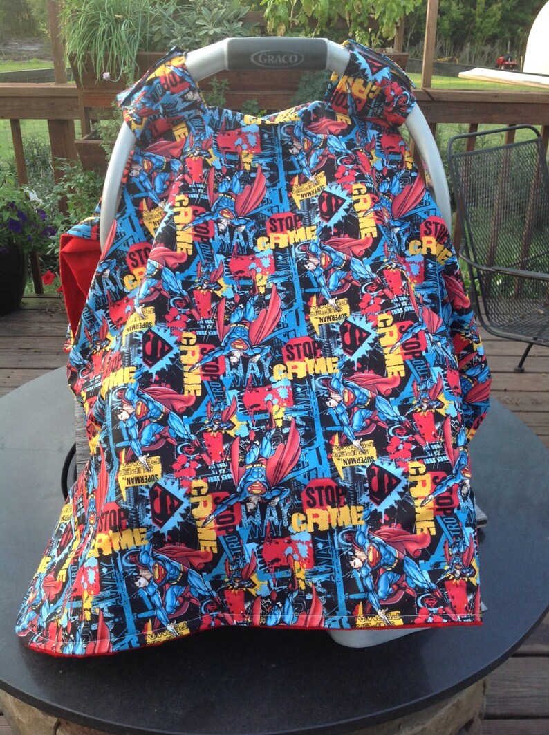 Superman Inspired Infant Seat Canopy Car Tent Cover