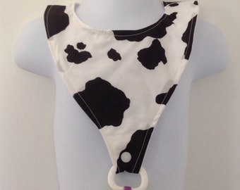 Cow Print Inspired Baby Bib with Pacifier Holder