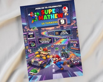 Printable Super Mario Birthday Invitation | Editable Canva Template | Digital Download | Mario Party Invite for Kids Boys Girls