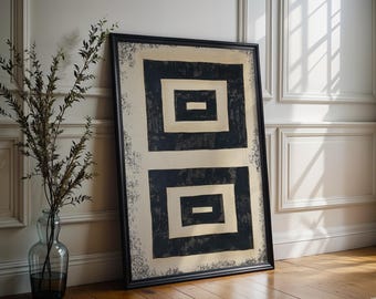 Organic Minimalist Beige and Black Printable Wall Art, Modern Abstract Art, Mid Century Modern Minimalist Poster, Large Wall Art