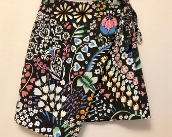 Size UK 6/8 Floral Asymmetric Wrap Skirt Sustainable Recycled Materials