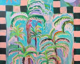Enchanted Jungle' Original Tropical Canvas Painting (One of a Kind, no prints)