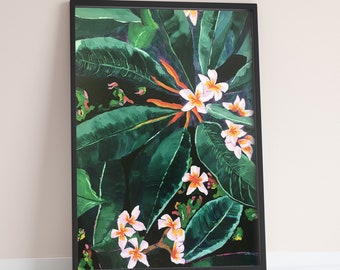 Frangipani Floral Giclee Fine Art Archival Print /Matte Paper Print/ Ready to Hang Canvas