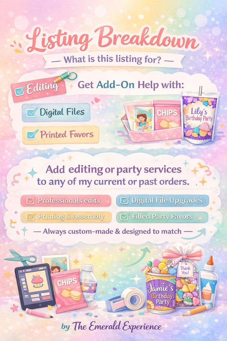 Customization Add-ons | Editing, Printing & Assembly Services - Etsy