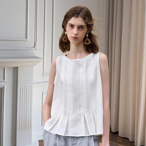 Summer Women Linen Top , Simple Linen Blouse, Loose Linen Shirt , Linen Tunic , Sleeveless Clothing, Handmade Clothing For Women
