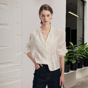 Women Linen Cotton Top , Simple Linen Blouse , Loose Linen Shirt , Linen Tunic , Summer Clothing, Handmade Clothing For Women
