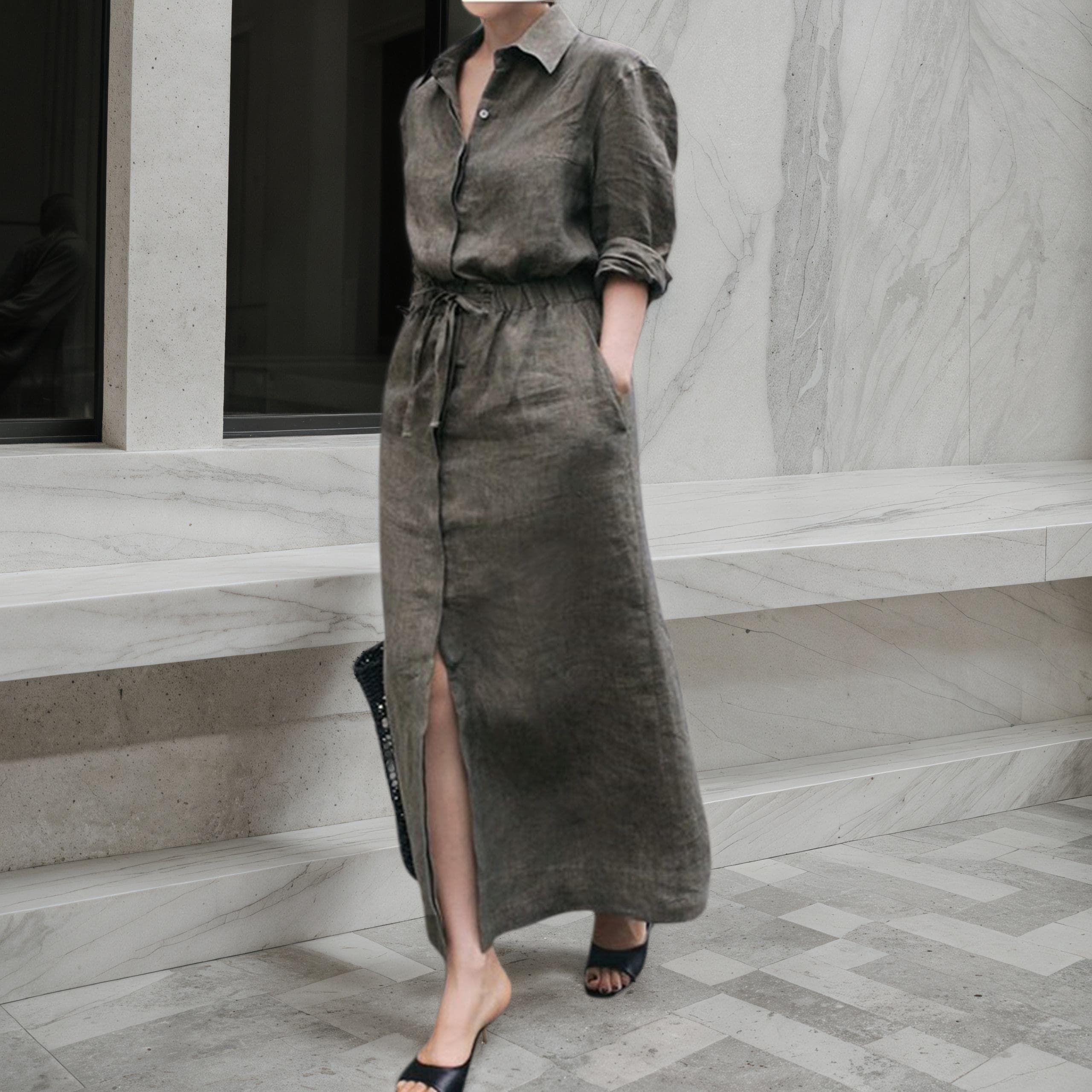 Vintage Linen Dress for Women, Simple Linen Dress