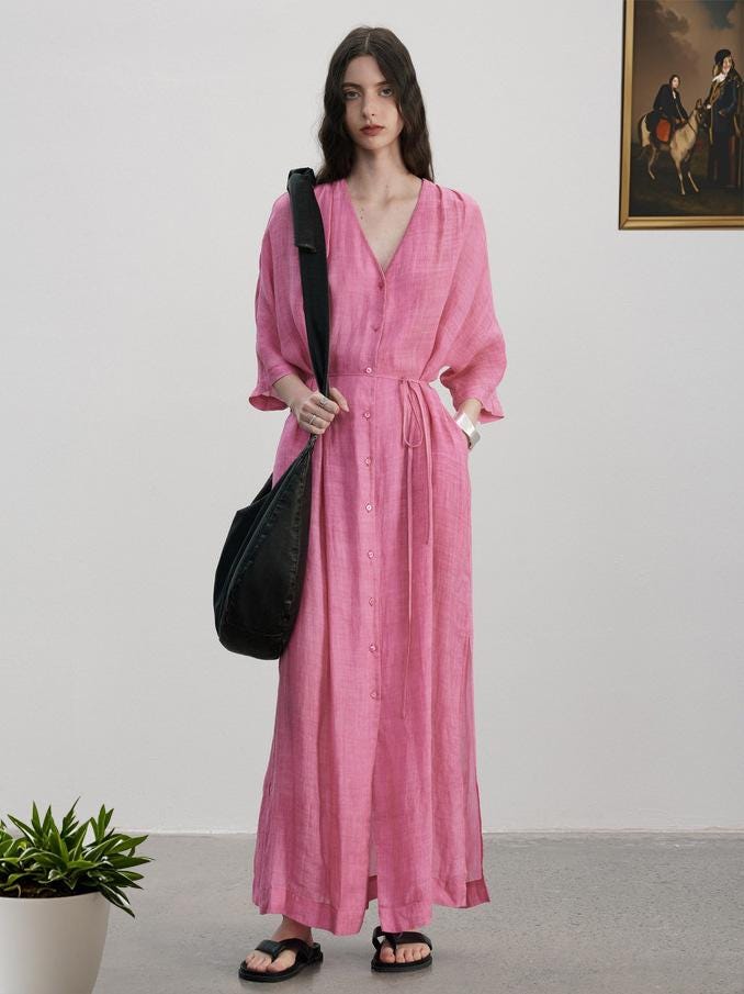 SUMMER Shirt Dress - soft pink linen main image 1