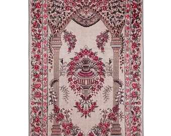 Turkish Prayer Rug, Ottoman Floral Design, Soft Muslim Prayer Mat
