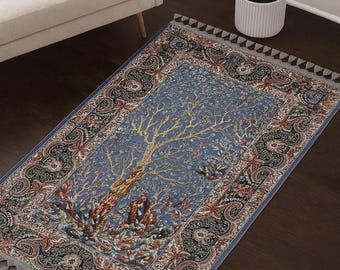 Turkish Prayer Rug, Soft Muslim Prayer Mat, Ottoman Design