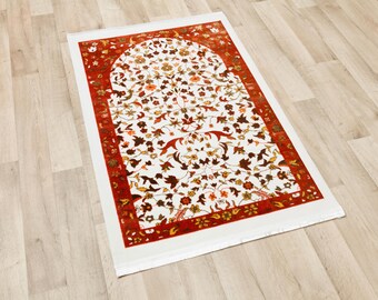 Kwiatowy turecki dywanik modlitewny: elegancki wzór Mihrab - wyprodukowany w Türkiye