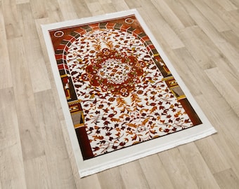 Kwiatowy turecki dywanik modlitewny: elegancki wzór Mihrab - wyprodukowany w Türkiye