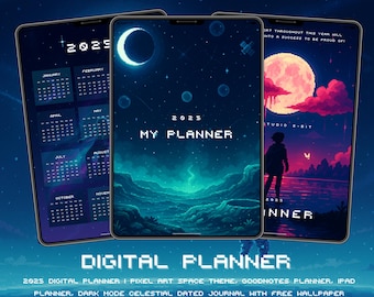 2025 Digital Planner: Pixel Art Space Theme, GoodNotes Compatible (PDF)