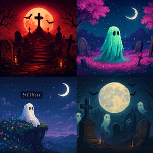 Halloween Pixel Art Scenes | Spooky Ghost Graphics (16 JPG Files)