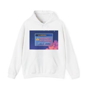 Pixel Art &quot;Feelings Not Mutual&quot; Hoodie - Retro Computer Pop-Up Aesthetic Sweatshirt | Funny Gamer Top | 8-Bit Unisex Gift