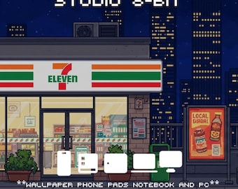 Cozy Japanese Convenience Store Wallpaper Pack: Lo-fi Pixel Art (4K Digital Download)