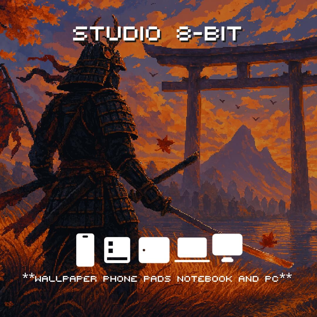 Samurai Sunset 8-bit Wallpaper - Japanese Art 4K (for Mobile, Tablet ...