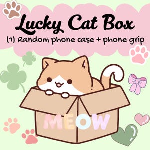 LUCKY CAT BOX: (1) Random Phone Case + (1) Random Phone Grip - for any phone model iPhone/ Android