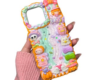 Étui pour portable décrypté Yo'Self Halloween Decoden Trick-or-Treat | Bonbons magiques pastel effrayants Kawaii | Jolie coque de téléphone pour tous les modèles de téléphone