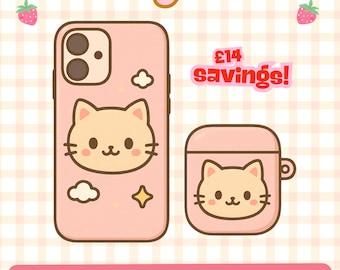 CAJA DE GATO DE LA SUERTE: (1) Funda de teléfono al azar + (1) Funda de Airpods al azar - para cualquier modelo de teléfono iPhone/Android