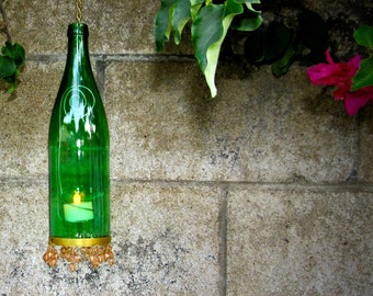 Recycled San Pellegrino hanging lantern/candle holder