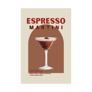 Espresso Martini Vertical Poster - Vintage Bar Decor, Coffee Lover Gift, Kitchen Wall Art, Cocktail Recipe Print, Homebrew Decor