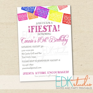 FIESTA invitation Papel Picado Mexican Fiesta Party Wedding Shower Graduation