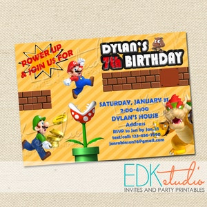 Super Mario Invitation Mario Bros Mario Party Birthday Party
