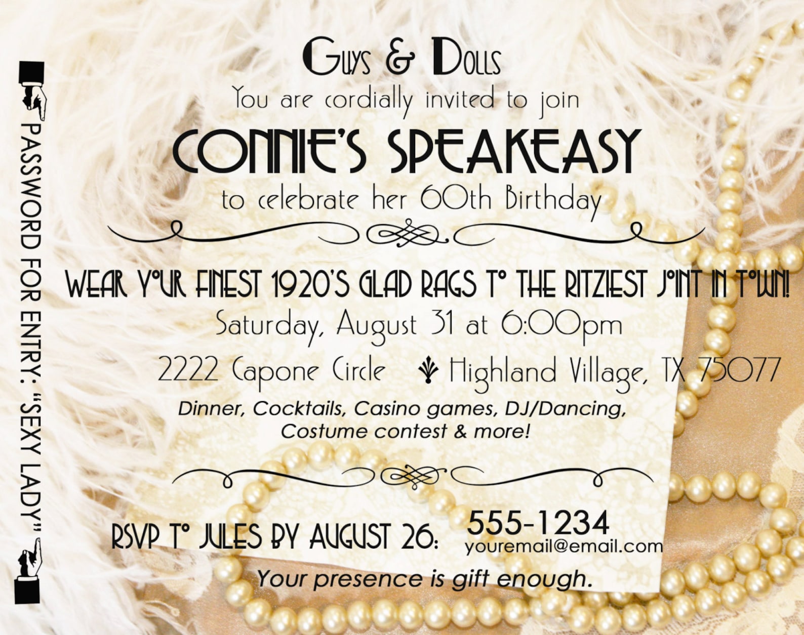 Gatsby Roaring 20's Speakeasy Invitation Twenties Wedding Etsy