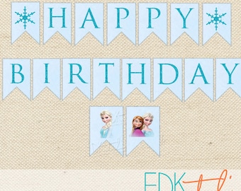 FROZEN Party//Birthday Banner//Printable Instant Download