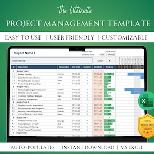 Gantt-Diagramm-Excel-Vorlage, anpassbare Projektmanagement-Kalkulationstabelle mit Zeitleiste, Projektplan für Leiter, kleine Unternehmen, flexibel