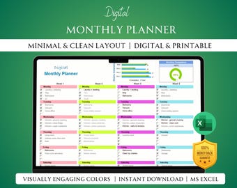 To Do List Task Tracker Template Productivity Planner Spreadsheet Daily Weekly Monthly To-Do Task Management Checklist