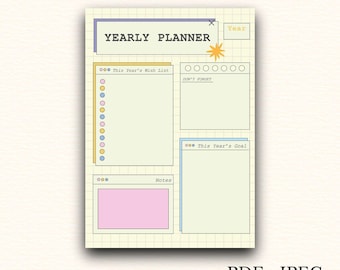 2026 Yearly Planner Printable, To Do List, 2026 Digital Planner, 2026 goals, 2026 Planner, 2026 colourful Planner,Printable Yearly Planning
