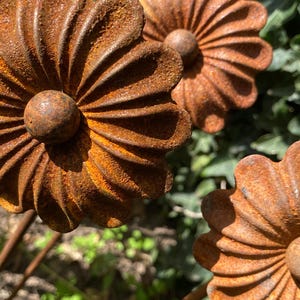 Handcrafted Rusted Metal Gerber Stake: Rustic Garden Art Plant Support