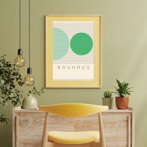 Bauhaus Kreise Grün Poster - Moderne Geometrische Wand Kunst Druck