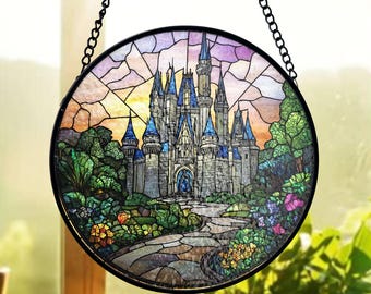 Cinderella Castle Stained Glass Suncatcher,disney Princess Fantasy