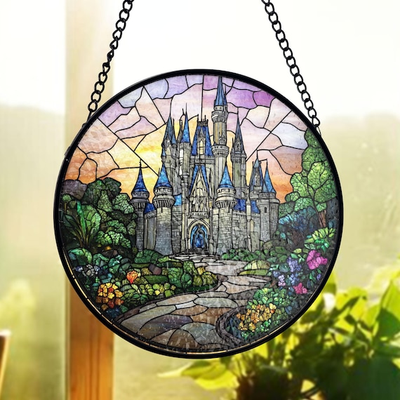 Cinderella Castle Stained Glass Suncatcher,disney Princess Fantasy