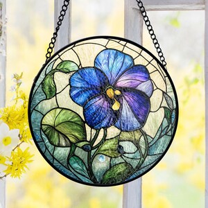 February Birth Flower Gift Suncatcher Stained Glass, Gardener Hobby Stained Glass, Mom Birthday Window Hanging
