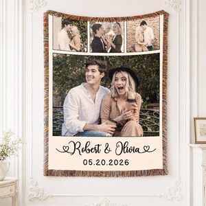 Manta tejida con foto personalizada, manta personalizada con foto de pareja, regalo de aniversario, manta de recuerdo de boda para novio/novia.