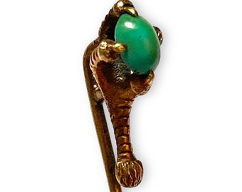 Antique 19c Victorian lucky bird claw stick or stock pin in rich gold coloured mount - grouse / ptarmigan or eagle