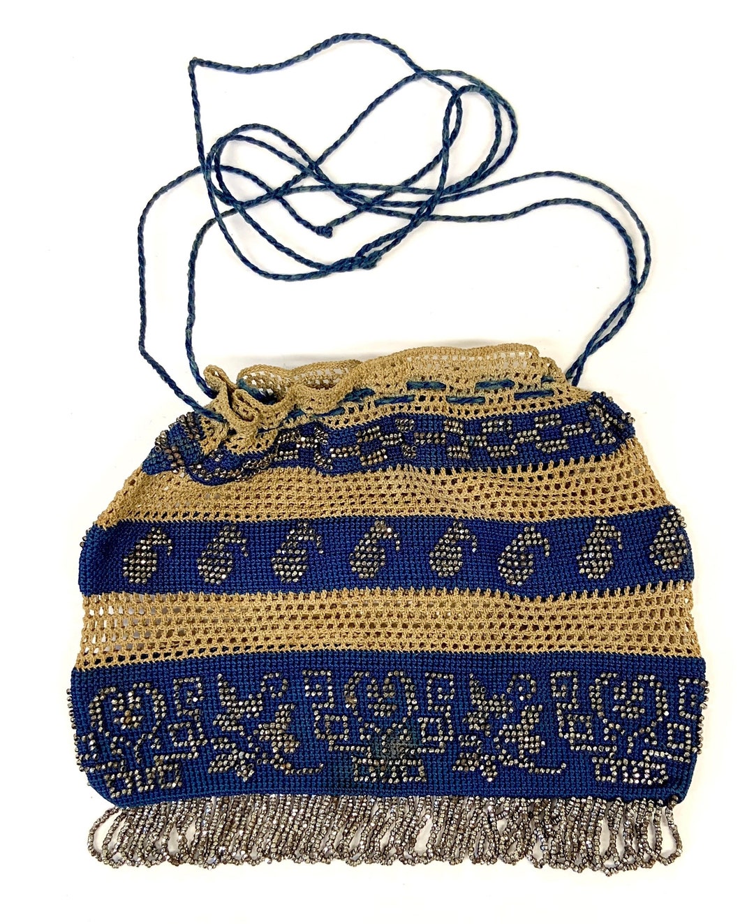 Antique Cut Steel Beaded Purse: 19th Century Cobalt Blue Bag - Etsy